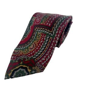 XMI 100% Silk Tie Made in Italy Saks Fifth Avenue Burgundy Paisley 3.5"